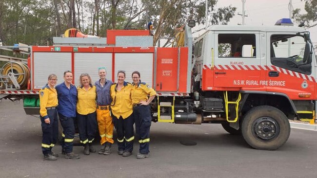 Blaxland’s first all-woman firefighting crew are out in the field together for the first time today. Photo: Blaxland Rural Fire Brigade Facebook