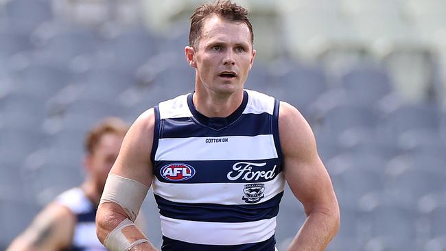 Patrick Dangerfield in action during the pre-season. Picture: Kelly Defina/Getty Images