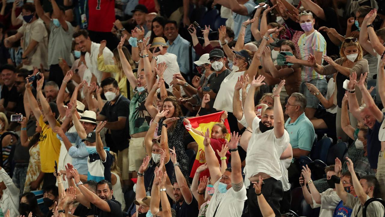 Spectators at the men’s final were overwhelmingly in favour of Nadal winning. Picture: Brandon Malone / AFP