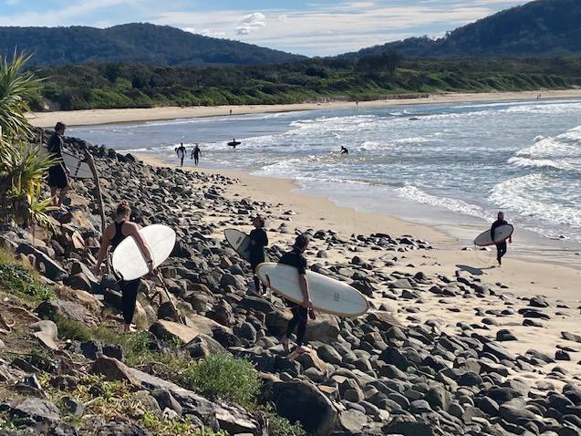 Surfers flocking to get a slice of the perfect swell at Crescent Head. Pic Dan Mills