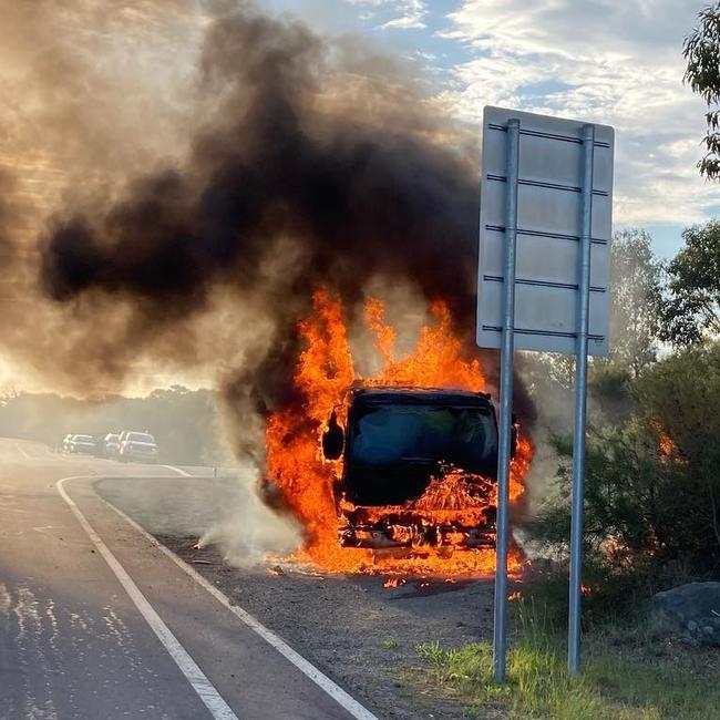 The truck fire at Bundeena Dr and Maianbar Rd.