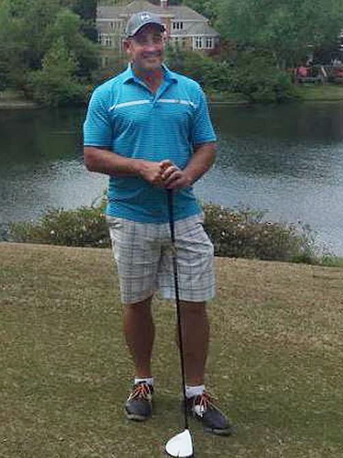 Onkaparinga CEO Mark Down on a private golfing trip to Augusta in 2015.