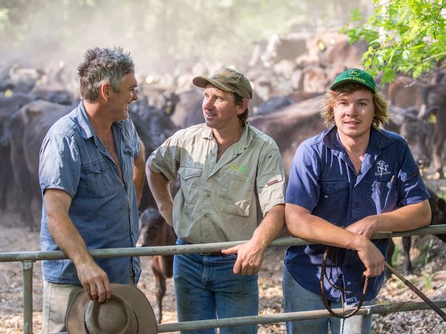 Farmers are uniting to show support for Western Sydney residents by donating their produce and products (L-R) Robert Mackenzie, Ross Edwards and James Mackenzie (Woko Station, Gloucester). Supplied