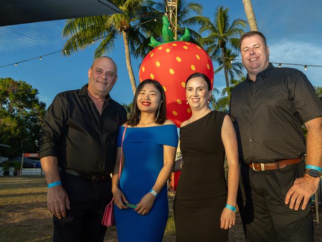 David Mccormack, Hongxia Ma, Jess Bussey and Kurt Murray at the 2025 Hospitality NT Aristocrat Technologies Awards for Excellence, Darwin Ski Club. Picture: Pema Tamang Pakhrin