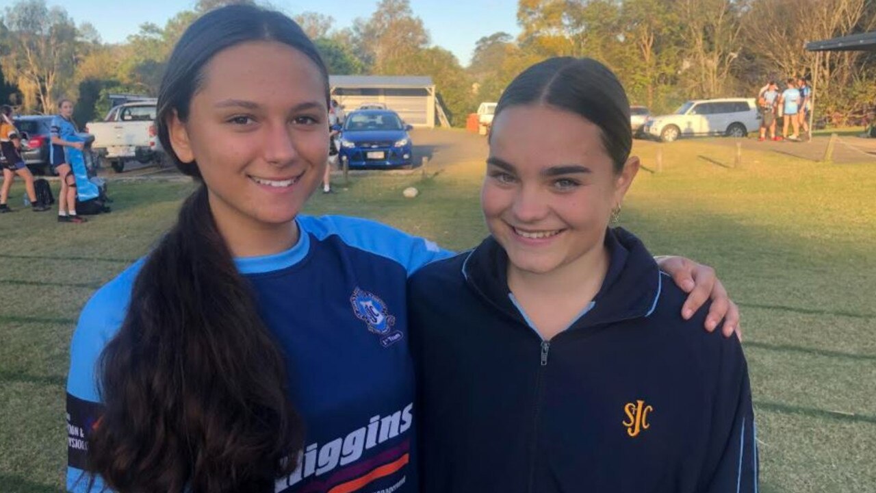 St. John's College senior rugby union players Kiah Gormley and Felicity Mokohar.