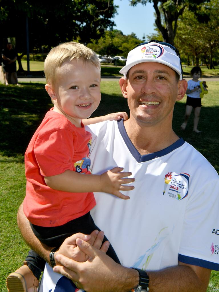 Legacy Centenary Torch Relay and community day at Jezzine Barracks. Chris Rapson with Thomas, 2. Picture: Evan Morgan