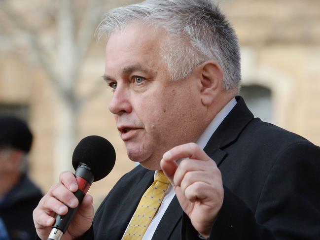 ADELAIDE, AUSTRALIA - NewsWire Photos JULY 26, 2022: Former Senator Rex Patrick with protesters outside the District Court over the trial of ATO whistleblower Richard Boyle. Picture: NCA NewsWire / Brenton Edwards