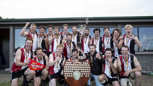 Western Districts celebrates its 2024 KIFL premiership. Picture: Brett Hartwig