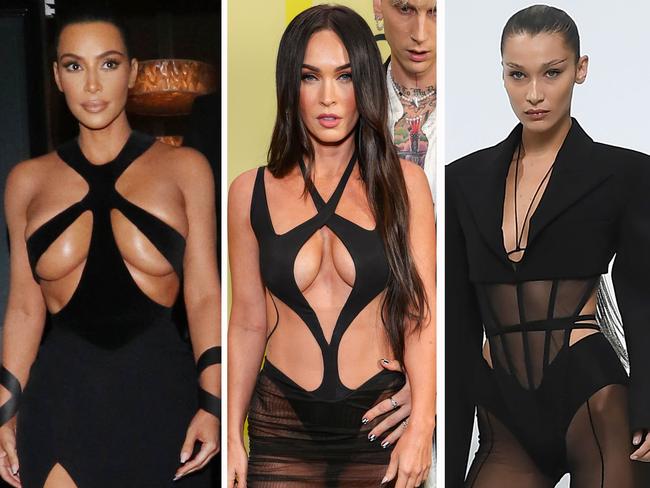 The barely there trendsetters: Megan Fox, Kim Kardashian, Bella Hadid on May 23, 2021 at Microsoft Theatre in Los Angeles, California. Picture: Rich Fury/GettyImages