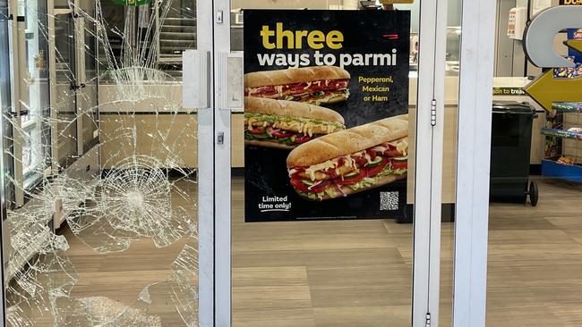 Yatala Subway manager says an angle grinder was used by intruders to smash into the store. Photo: Charlton Hart,