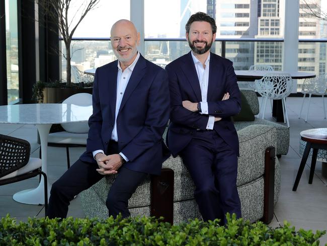 05/09/2019: Father & Son, Michael (left) and Matt Heine, are joint managing directors of Netwealth, a wealth management and super investment platform company, in Melbourne.  Stuart McEvoy/The Australian.