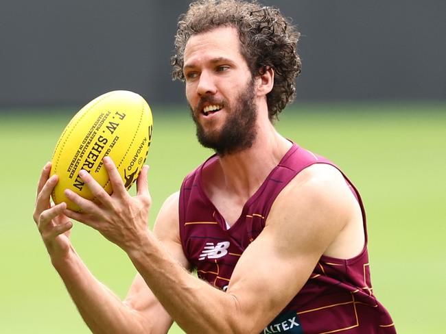BRISBANE, AUSTRALIA - MARCH 07: Darcy Fort during a Brisbane Lions AFL captain's run at The Gabba on March 07, 2024 in Brisbane, Australia. (Photo by Chris Hyde/Getty Images)