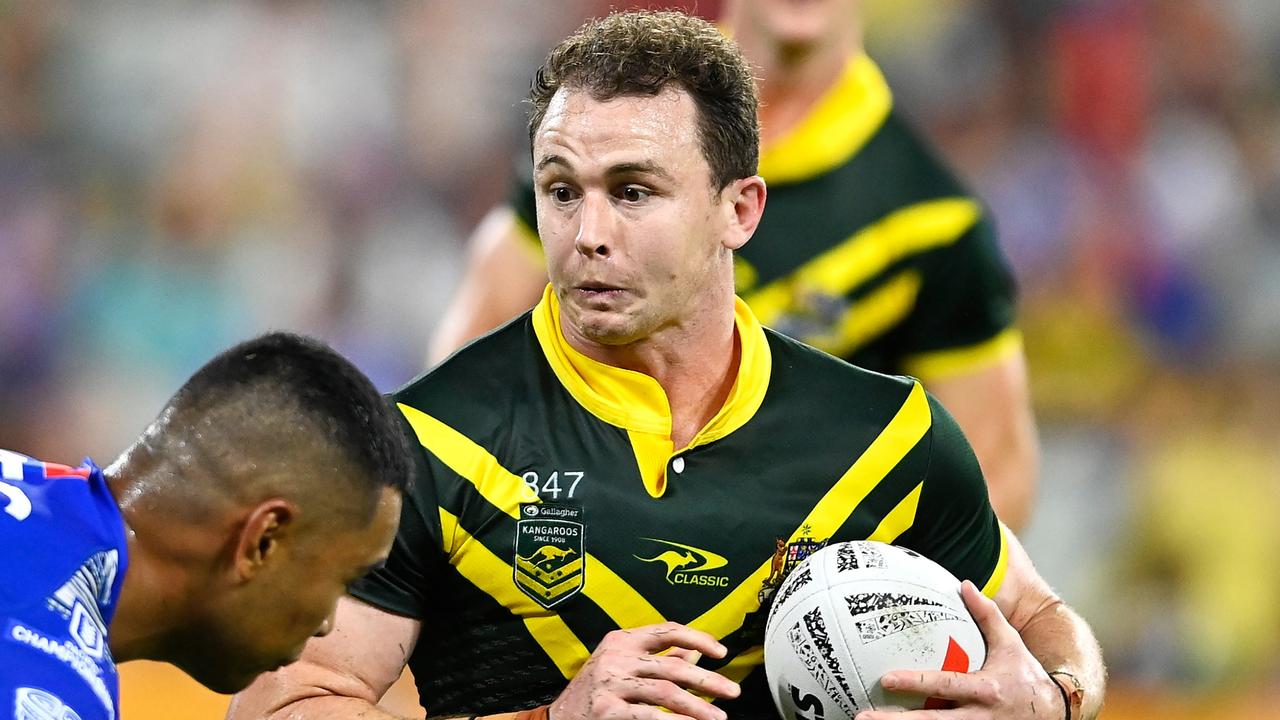 Dylan Edwards was used as a winger for the Kangaroos in 2023. (Photo by Ian Hitchcock/Getty Images)