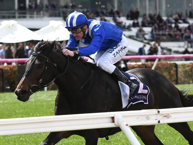 Mark Zahra riding Jaameh to victory at Flemington in September. Picture: Vince Caligiuri/Getty Images