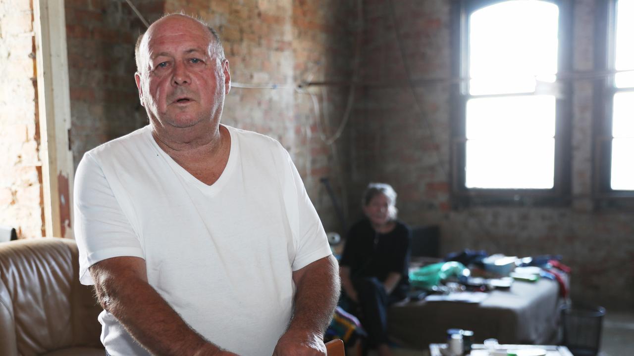 Guy Sebastian’s neighbour, Phillip Hanslow, with his terminally ill partner, Carol, at their home in Sydney’s south today. Picture: John Grainger