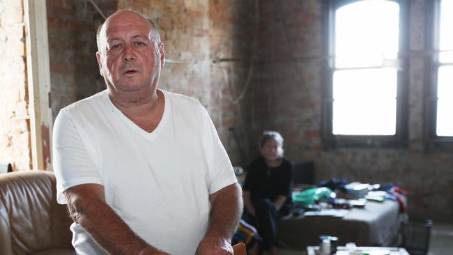 Guy Sebastian’s neighbour, Phillip Hanslow, with his terminally ill partner, Carol, at their home in Sydney’s south today. Picture: John Grainger