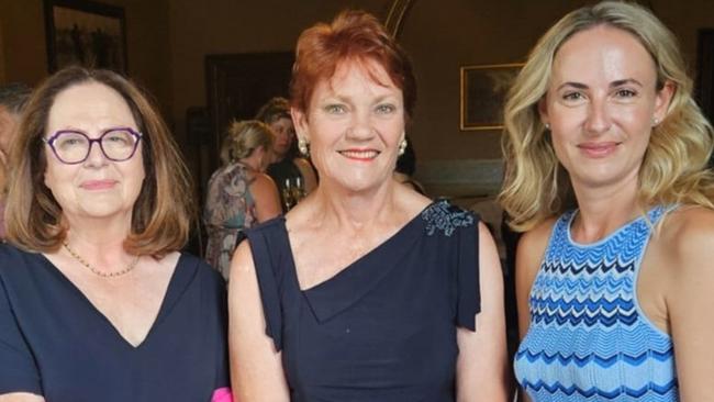 Jennifer Game, (left), Pauline Hanson’s One Nation leader Senator Pauline Hanson and state Upper House MLC Sarah Game. Picture: Facebook