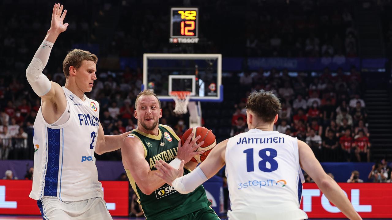 Joe Ingles wasn’t happy with the surface. Picture: Takashi Aoyama/Getty Images