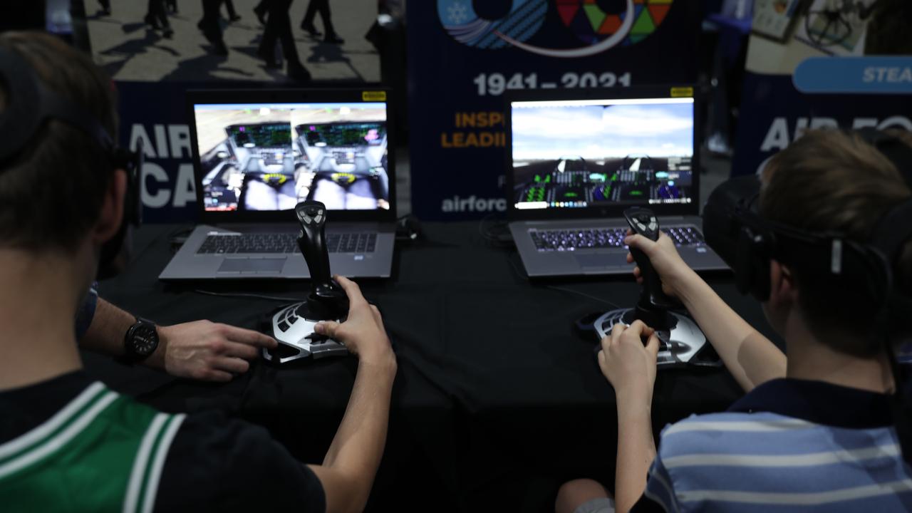 Virtual pilot training at the Darwin Convention Centre. Photo: Harry Brill.