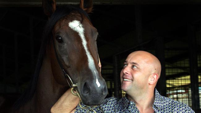 Snitzel with owner Flower before a Golden Slipper. Picture: James Croucher