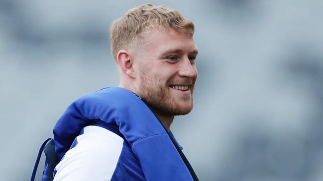 SYDNEY, AUSTRALIA – JULY 05: Luke Thompson of the Bulldogs smiles during the round eight NRL match between the Canterbury Bulldogs and the South Sydney Rabbitohs at Bankwest Stadium on July 05, 2020 in Sydney, Australia. (Photo by Mark Metcalfe/Getty Images)