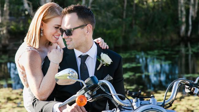 Stephanie Beavis and Cameron Lymar on their wedding day in 2017. Picture: Lou O’Brien