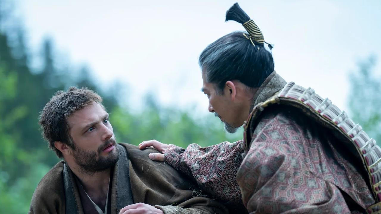 John Blackthorne (played by Cosmo Jarvis) and Lord Yoshii Toranaga (played by Hiroyuki Sanada) in the television show Shogun. Picture: FX