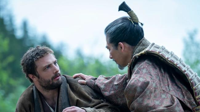 John Blackthorne (played by Cosmo Jarvis) and Lord Yoshii Toranaga (played by Hiroyuki Sanada) in the television show Shogun. Picture: FX