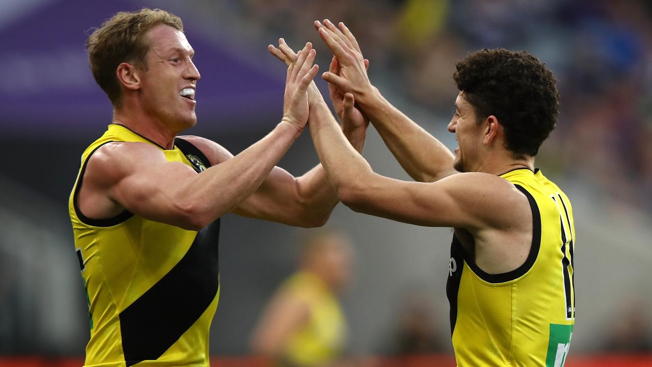 Richmond rolled over Fremantle in the west, despite having just two fit men on the bench for most of the game. (Photo by Paul Kane/Getty Images)