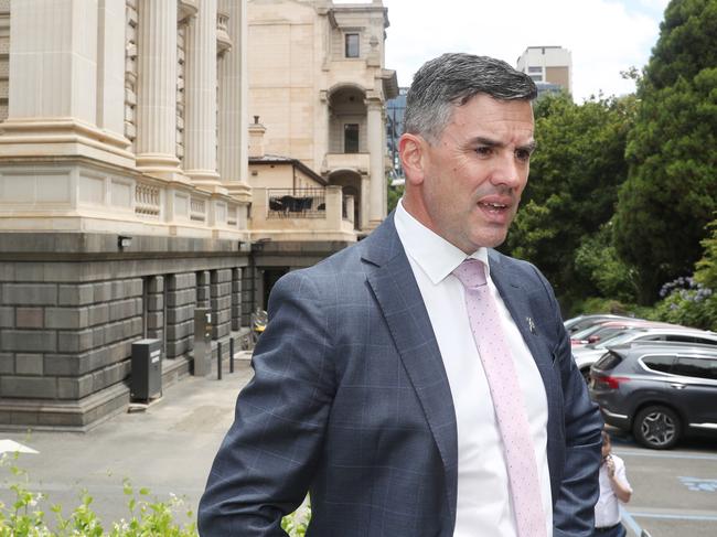 Brad Battin after being voted in as leader of the Liberal Party on Friday. Picture: David Crosling