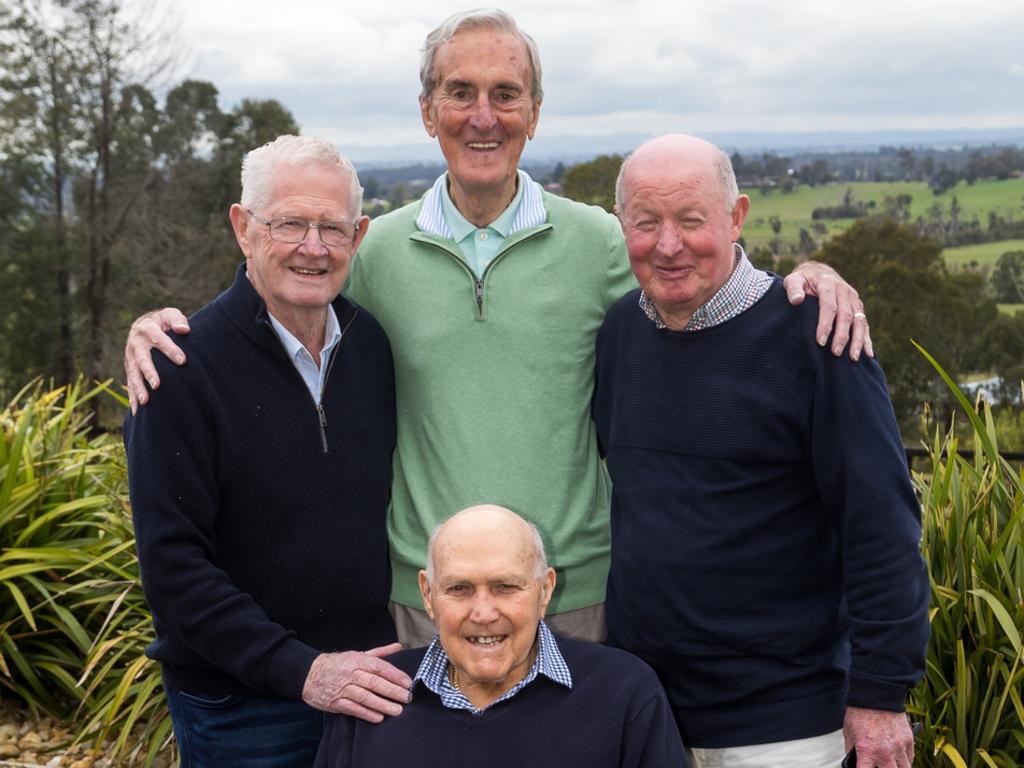 Max Papley, John Heriot and Peter Bedford with Skilton. Picture: Hamish Blair