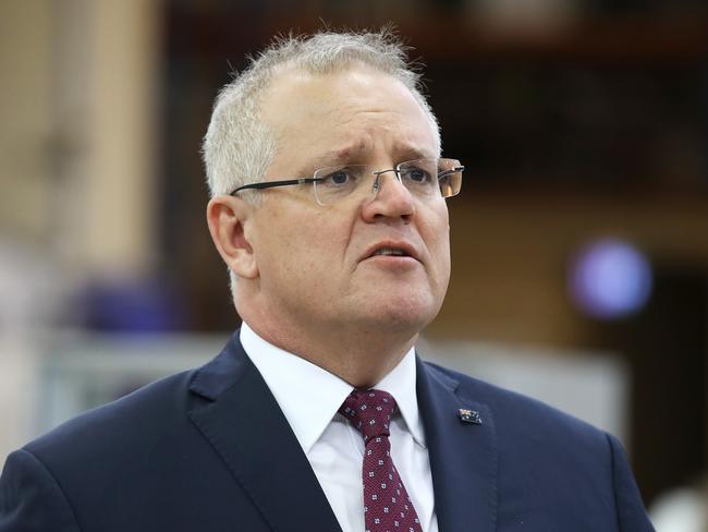 Prime Minister Scott Morrison speaks to the media in the lead up to Josh Frydenberg’s budget update during the pandemic in July, 2020. Picture: Mark Kolbe