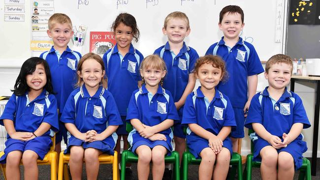 St Theresa's Catholic Primary School Preps. Back from left: William, Kora, Darcy, Sawyer. Front from left: Athalia, Jade, Cady, Makenzie, Rivah. Picture: Patrick Woods.