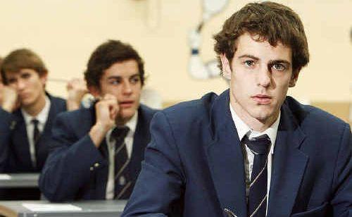 St Edmunds year 12 student Jack Farrell, 18, during today’s QCS test. About 30,000 students will sit the tests across Queensland. Picture: Claudia Baxter