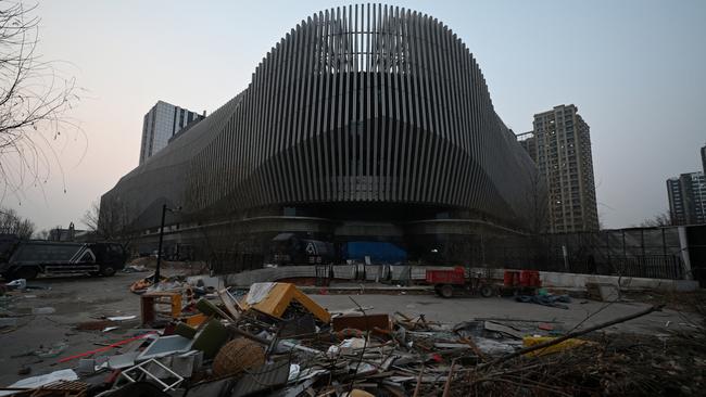 Broken furniture is seen outside an abandoned Evergrande commercial complex in Beijing. Picture: Greg Baker/AFP