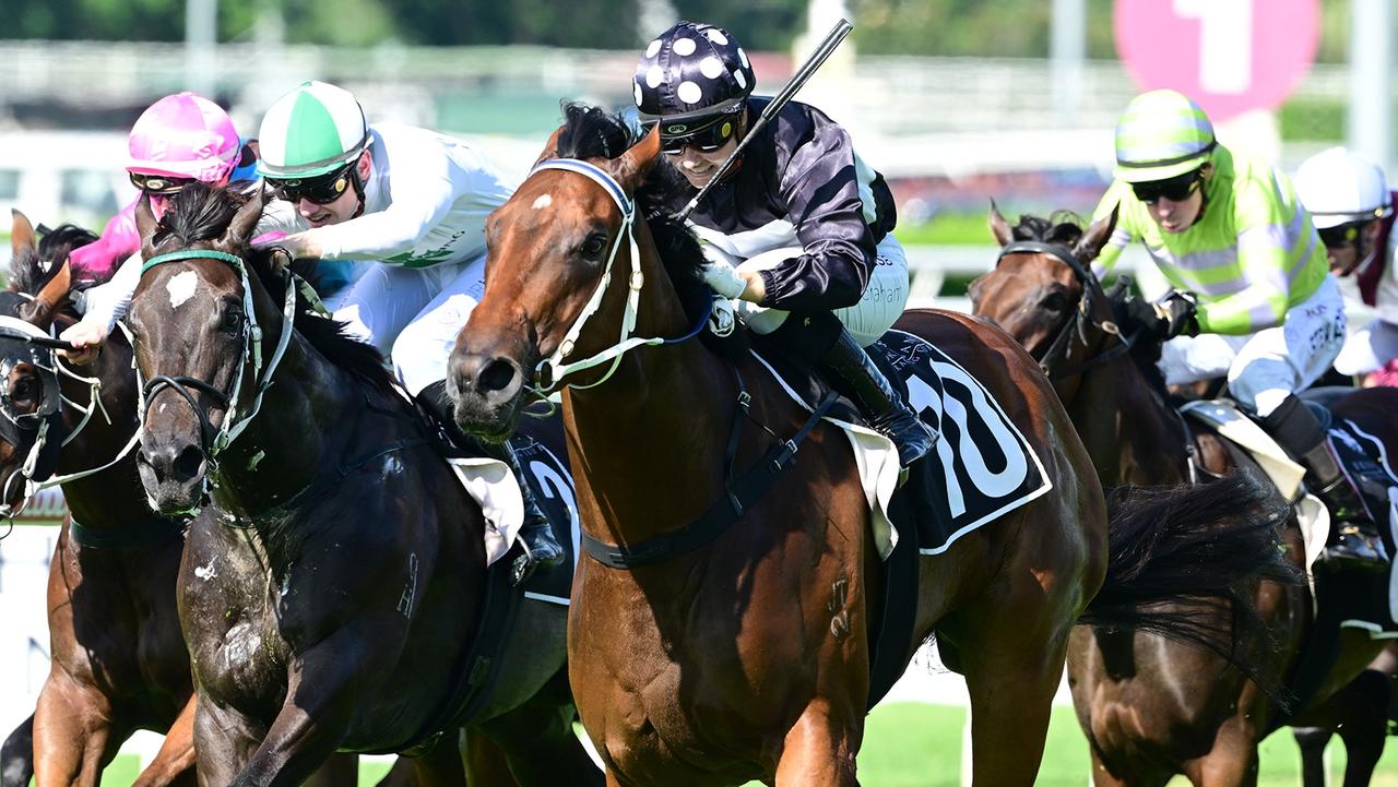 Benzou announces himself as a potential star when winning at Eagle Farm. Picture: Grant Peters/Trackside Photography