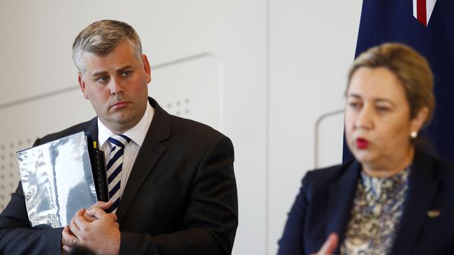 Police Minister Mark Ryan with Premier Annastacia Palaszczuk during a press conference in Brisbane regarding the inquiry’s report. Picture: NCA NewsWire/Tertius Pickard