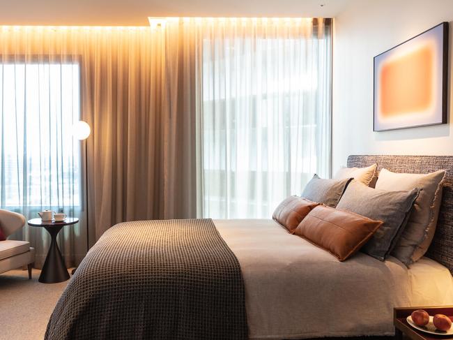 The Next Level Room boasts a king-size bed with French linen bedding.