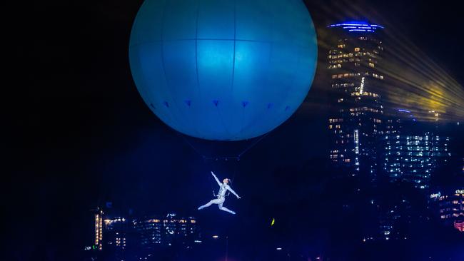 Crowds watch White Night performances at Birrarung Marr. Picture: Jason Edwards