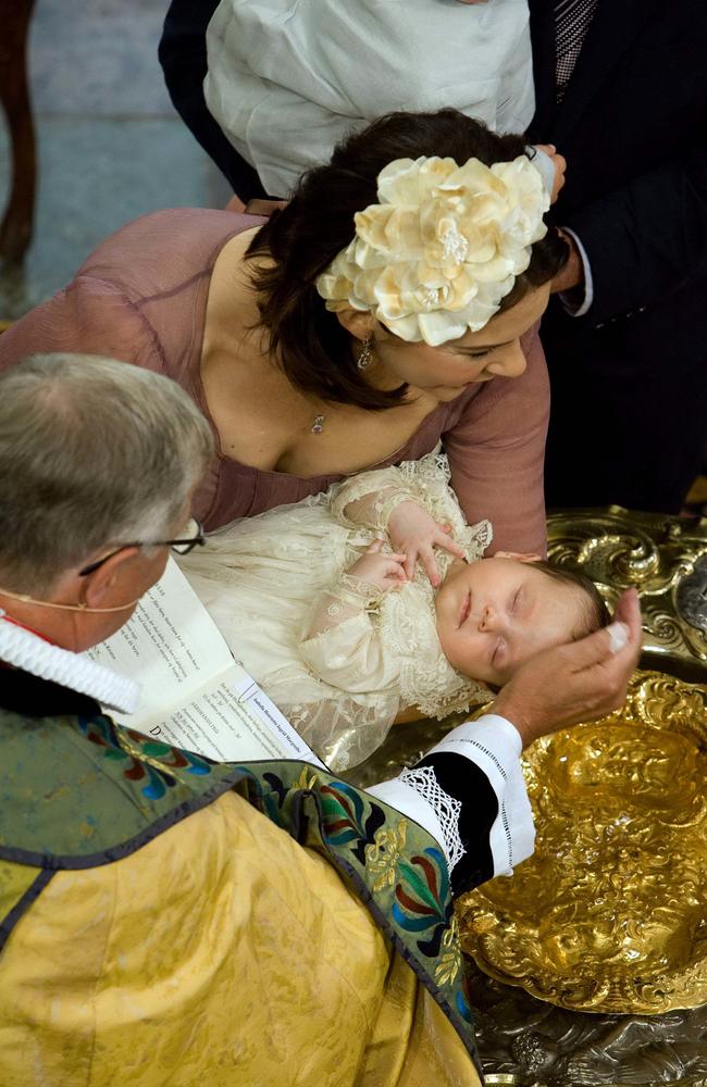 In 2007, the royals welcome their daughter, Princess Isabella, and christen her in Fredensborg Palace Church. Picture: Jens Panduro/AP