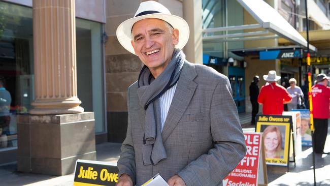 Liberal candidate Charles Camenzuli at Parramatta prepoll yesterday, ahead of the Federal Election on Saturday. Picture: Jordan Shields
