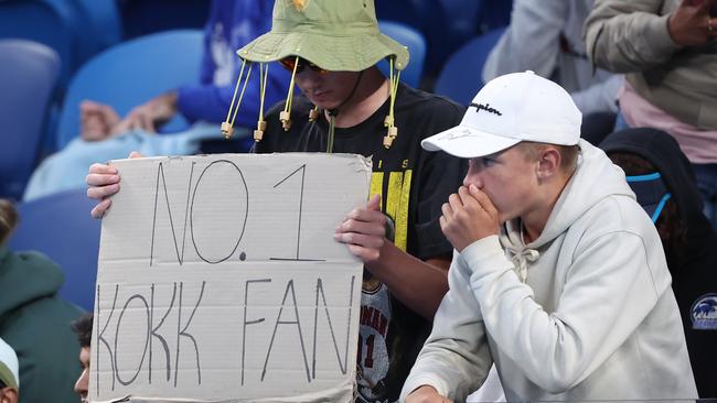 Spectators during the round one singles match between Thanasi Kokkinakis and Fabio Fognini on Wednesday. Picture: Mark Kolbe/Getty Images