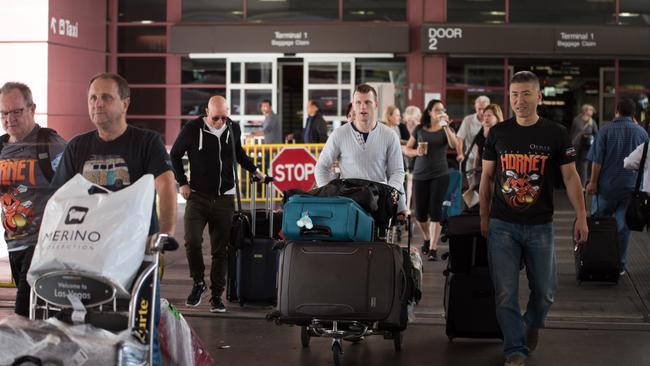 Jeff Horn and his entourage arrive in Las Vegas.