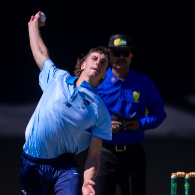 Lachlan Barnes got an early breakthrough for NSW Country. Picture: Linda Higginson / Cricket Australia