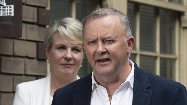 Labor leader Anthony Albanese with Tanya Plibersek, left. Picture: Monique Harmer