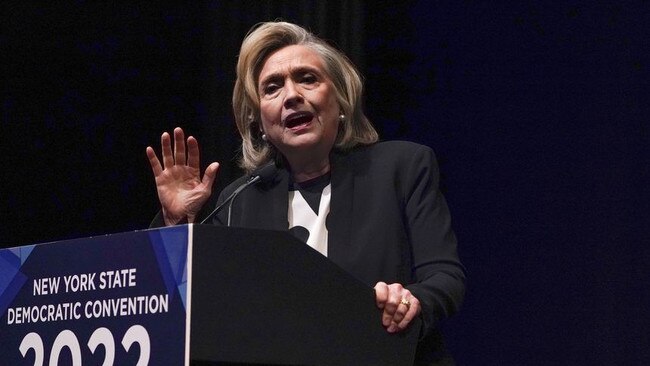 Hillary Clinton speaks at the New York State Democratic Convention in New York on February.