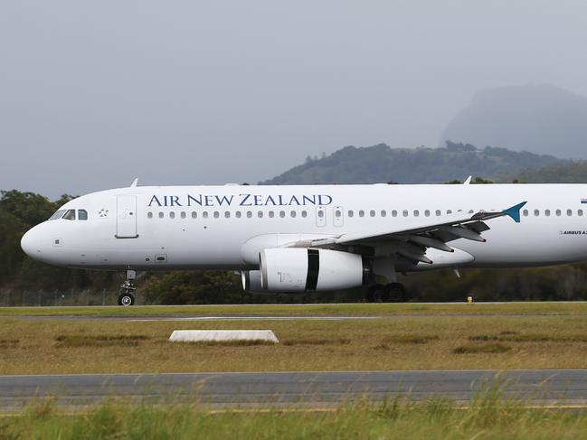 General, generic photos from the Gold Coast Airport. Air New Zealand plane touches down on the runway. Picture: Brendan Radke.