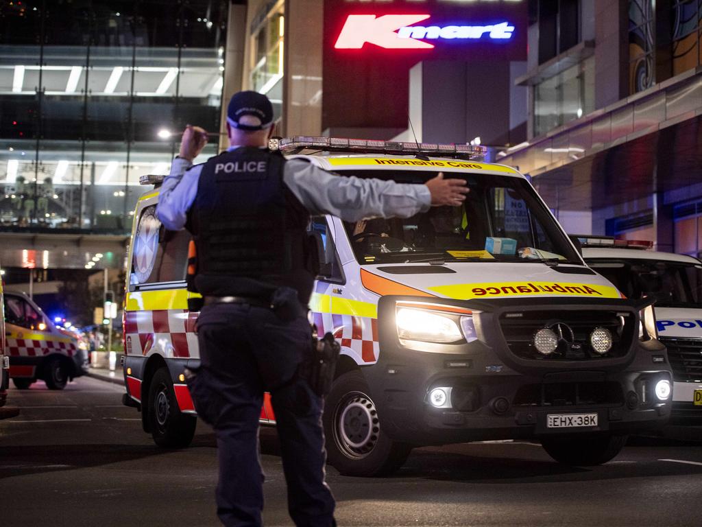 The police operation at Sydney’s Westfield Bondi Junction. Picture: NCA NewsWire / Monique Harmer