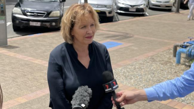 Goodstart Early Learning CEO Julia Davison speaks to the media after her company was sentenced in the Cairns Magistrates Court over the death of Maliq “Meeky” Nicholas Floyd Namok-Malamoo.