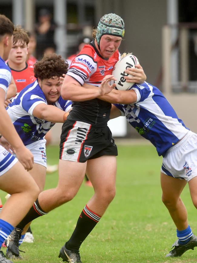 Kirwan High against Ignatius Park College in the Northern Schoolboys Under-18s trials at Brothers Rugby League Club in Townsville. Diesel Taylor. Picture: Evan Morgan